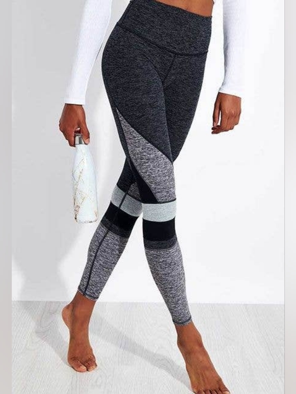 Alo Yoga Seamless High-Waist Colorblock Leggings - Charcoal/Gray Size S